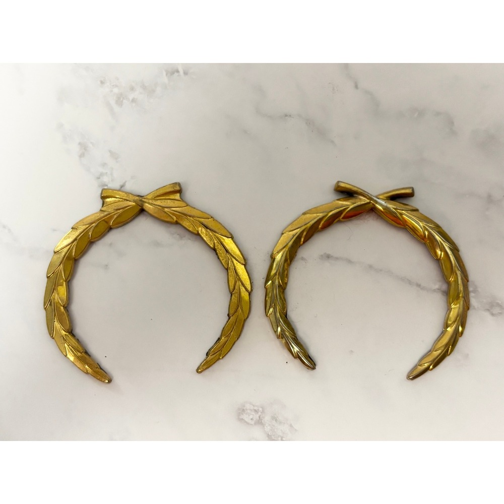 Pair Vintage Cadillac Gold Wreath Emblems Trunk C-Pillar 3" Eldorado 70s